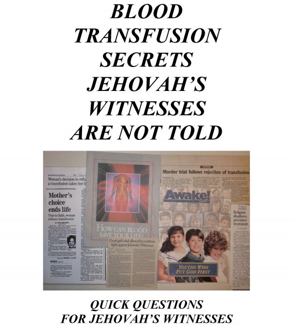 Blood Transfusion Secrets - Questions for JWs - FREE PDF Download
